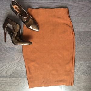 Burnt Orange Body-Con Pencil Skirt